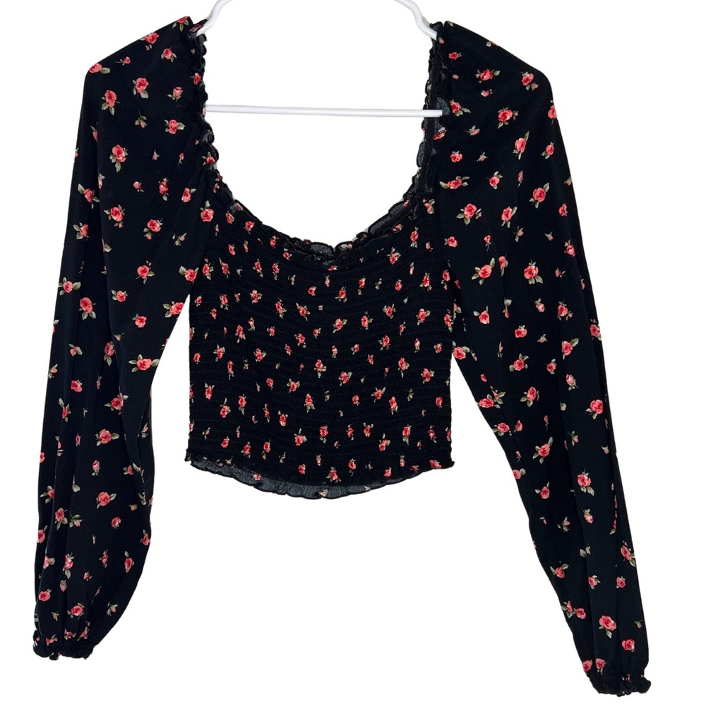 Forever 21 Floral Black Top